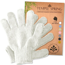Guanti esfolianti Temple Spring - Guanti da bagno e doccia in bamb - Guanti da bagno per doccia esfolianti e per la rimozione di peli incarniti