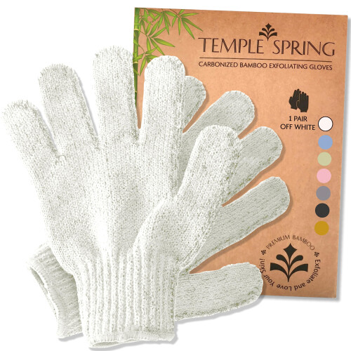 Temple Spring Exfoliating gloves - Bamboo BathShower gloves  Bath glov