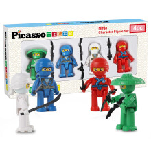 Picasso Toys Magnetic Figures 4 Stykke Ninja Karakter Action Building Block Fliser Toddler Toy Set Magnet Expansion Pack 3 og Up Educational Stem