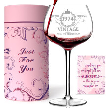 50e verjaardagscadeaus voor haar Vintage 1974 Gegraveerd 50e wijnglas 50-jarige verjaardagsdecoratie voor vrouwen Grappig 50 verjaardagscadeau Idee v