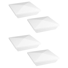 QWORK Tapas para postes de valla de vinilo, paquete de 4, 4 x 4 pulgadas, cubierta superior cuadrada de PVC para postes de valla, estilo pirmide