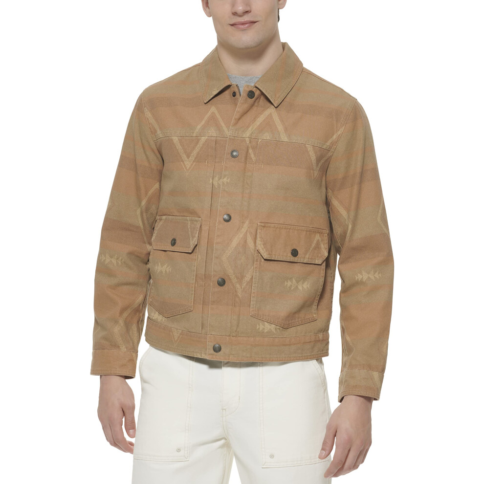 Levi's Men's Lightweight Trucker Shirt Jacket  Geo Print Cotton Canvas