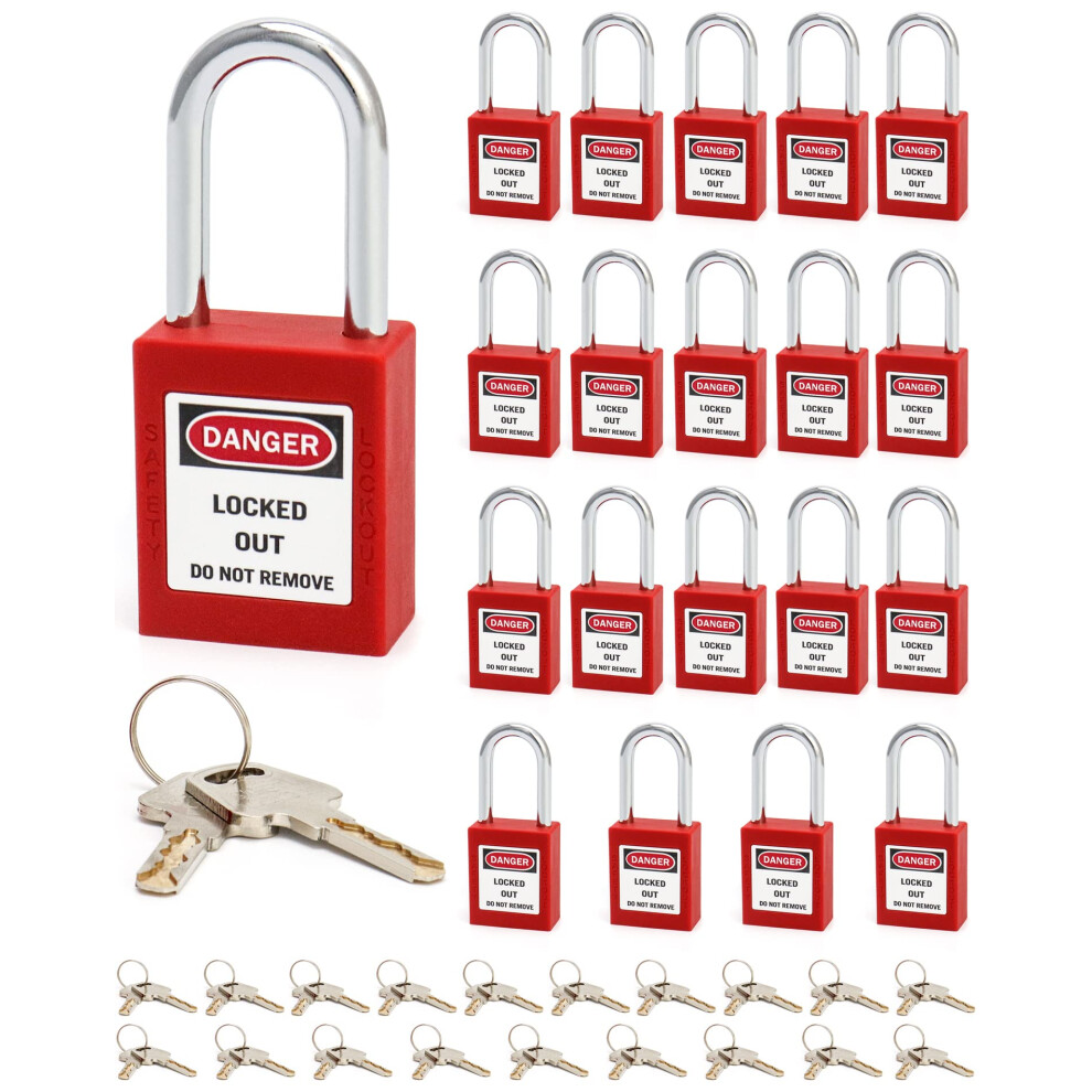 Qwork Red Lockout Tagout Safety Padlock 20 Padlocks With 40 Keys Key 795973597984