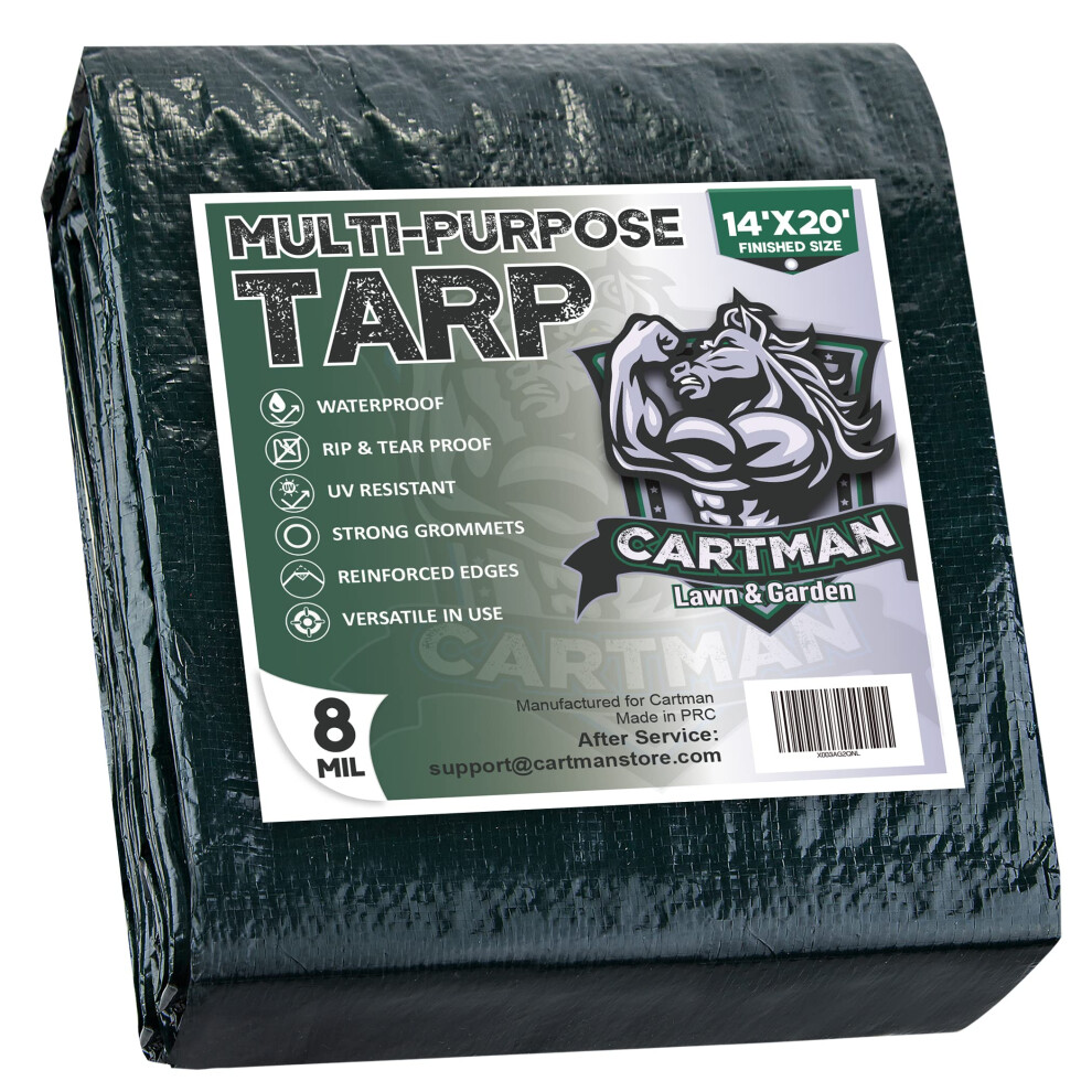 CARTMAN Finished Size 14x20 Feet Waterproof Heavy Duty Poly Tarp 8 Mil-image-OPC-PFM25BG-NEW