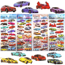 SHANGRLA Race Car Stickers for Kids Boys 3D Puffy Racecar Stickers for Toddlers Puffer Bubble Racing Sticker Reusable Cool Puff Sports Car