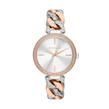 Michael Kors Catelyn dameshorloge met drie wijzers en tweekleurige roestvrijstalen ketting (model: MK4634)