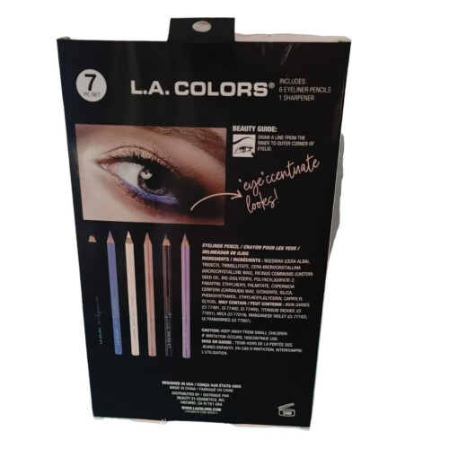 L.A. COLORS | Σετ 7 Μολυβιών και Ξύστρας Eyeliner Accentuate 2