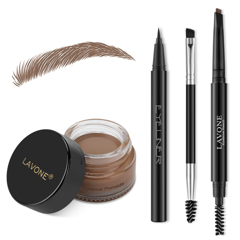 Lavone Eyebrow Stamp Pencil Kit For Eyebrows Makeup Brow Stamp Trio Kit With Waterproof Eyebrow Pencil Eyeliner Eyebrow Pomade And Dual