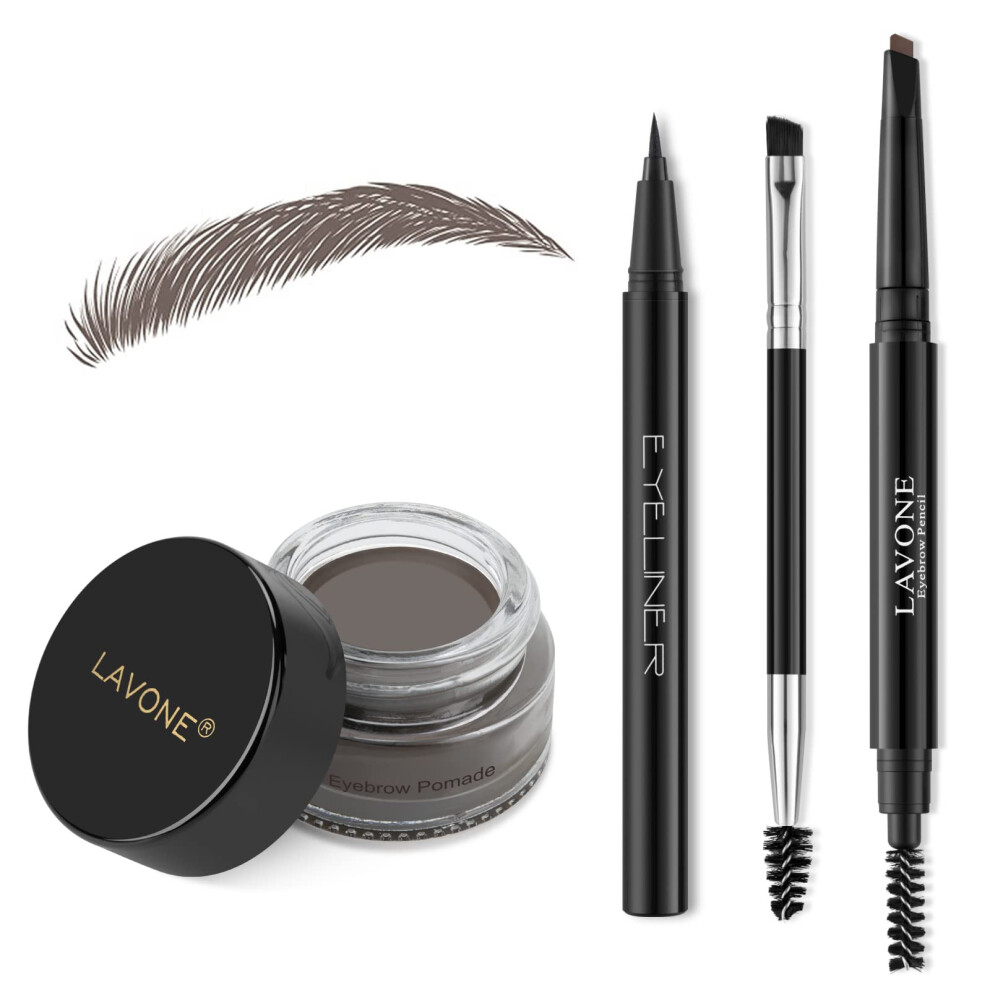 Lavone Wenkbrauwstempelpotloodset Voor Wenkbrauwen Make-Up Wenkbrauwstempel Trio Kit Met Waterdichte Wenkbrauwpotlood Eyeliner Wenkbrauwpommade En Wen-image