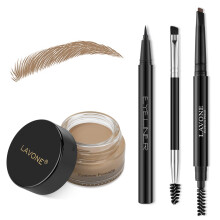LAVONE Eyebrow Stamp Pencil Kit til ?jenbryn Makeup Brow Stamp Trio Kit med vandt?t ?jenbrynblyant Eyeliner ?jenbrynspomade og dobbelt-endede ?je