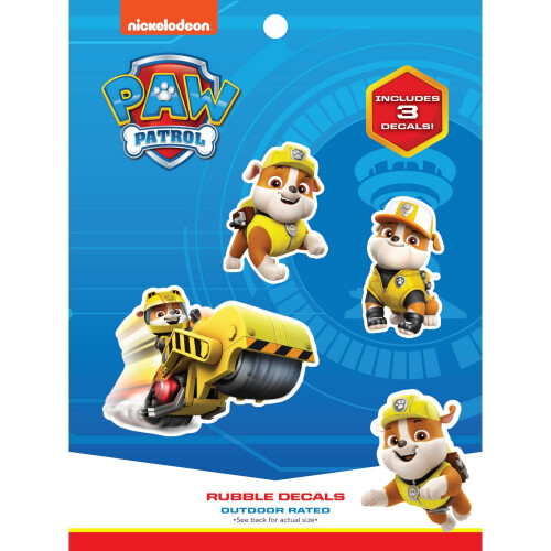 Paw Patrol Rubble Αυτοκόλλητα - Σετ 3 Αυτοκόλλητων Rubble για Παιδιά και Ενήλικες
