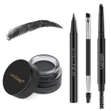 LAVONE Kit de Crayon Ă Sourcils avec Tampon, Crayon Waterproof, Eyeliner, Pomade et Pinceau Double