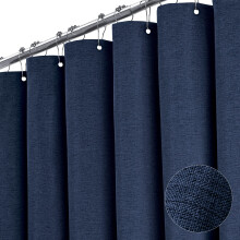 BTTN Navy Blue Shower Curtain - Linen Textured Heavy Duty Waterproof Cloth Shower Curtain Set with 12 Plastic Hooks Hotel Spa Luxury Simple Decorativ