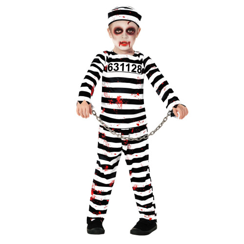 thumbnail image 2 of Mens Guilty Prisoner Costume Adult Jailbird Convict 2pcs Uniform Prison Outfit E 2 of 9