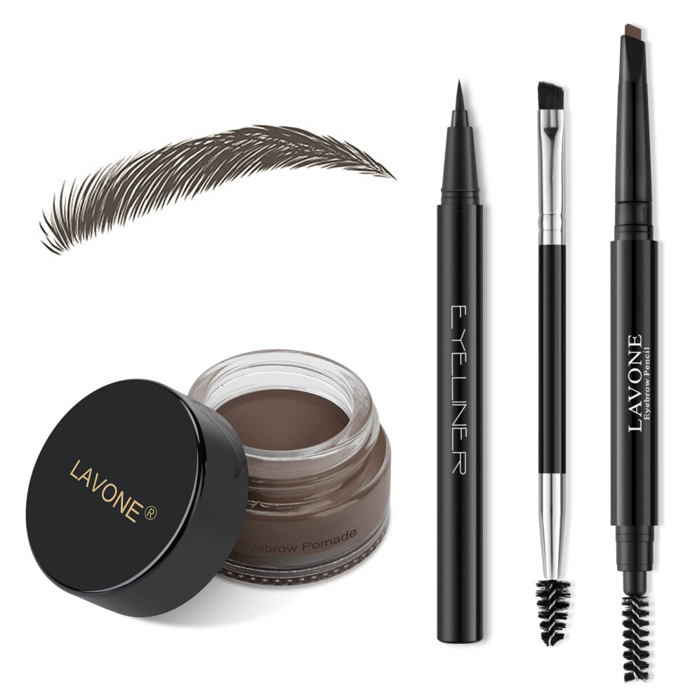 Lavone Eyebrow Stamp Pencil Kit For Eyebrows Makeup Brow Stamp Trio Kit With Waterproof Eyebrow Pencil Eyeliner Eyebrow Pomade And Dual