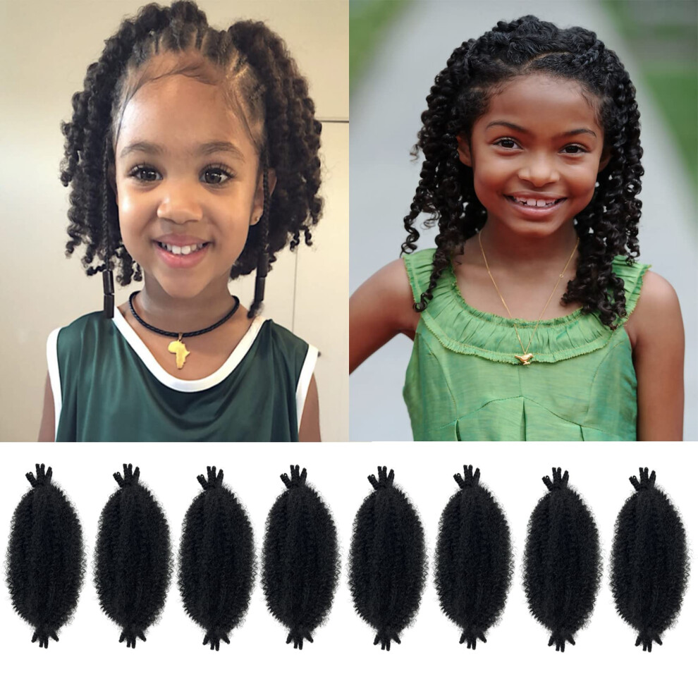 Paraglame Unisex Spring Twist Hair 8 Inch Marley Twist Braiding Hair 8 Packs For Kids Kinky Twist Hair Pre Fluffed Soft Butterfly Locs Springy Afro Twist