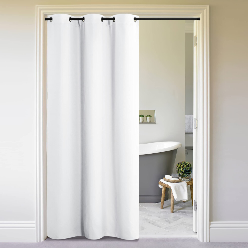 NICETOWN Curtains & Drapes for Door Tapestry  144 inches Long Door Curtains for Bathroom Pantry Bedroom Closet (White  1 Panel  5ft Wide x 1-image-OPC-PFNS2T5-NEW