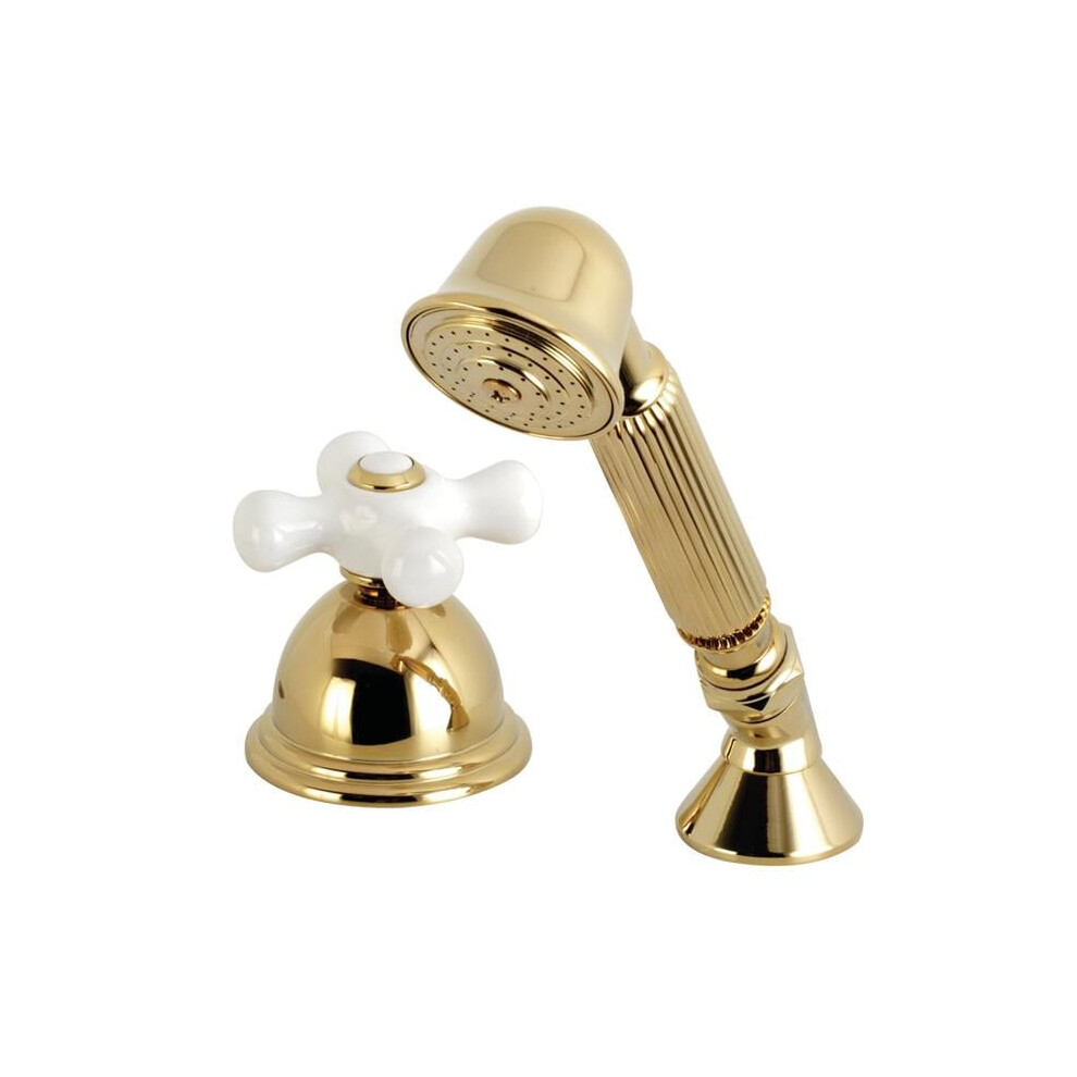 Kingston Brass Ksk3352pxtr Deck Mount Hand Shower With Diverter For Roman Tub Faucet, Polished Brass 663370108570