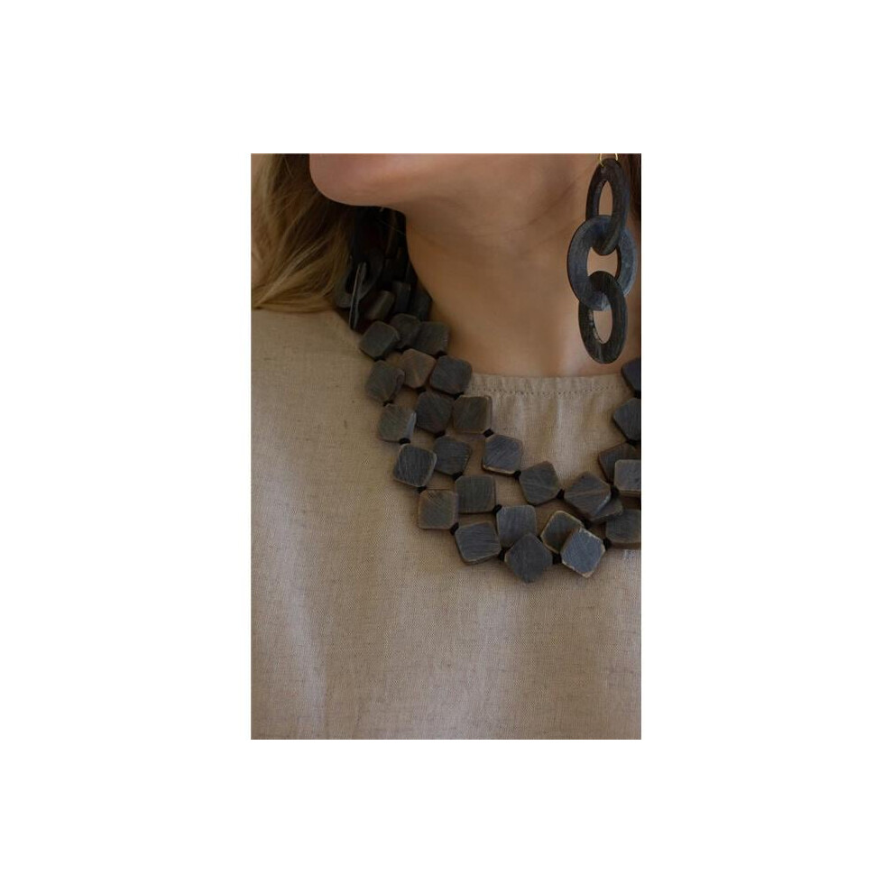 Photos - Pendant / Choker Necklace Kalalou NBB1006 25 x 3 in. Horn Bead Necklace & Dark - Multi Layered