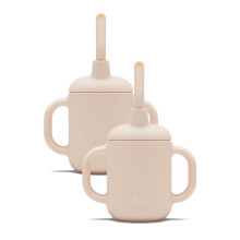 Lalo Little Cup 2-balen Netoxick silikonov kelmek s brckem s uchy - Miminko a batolata Sippy Cup - Mini kelmek a brcko trninkov systm 4oz gra