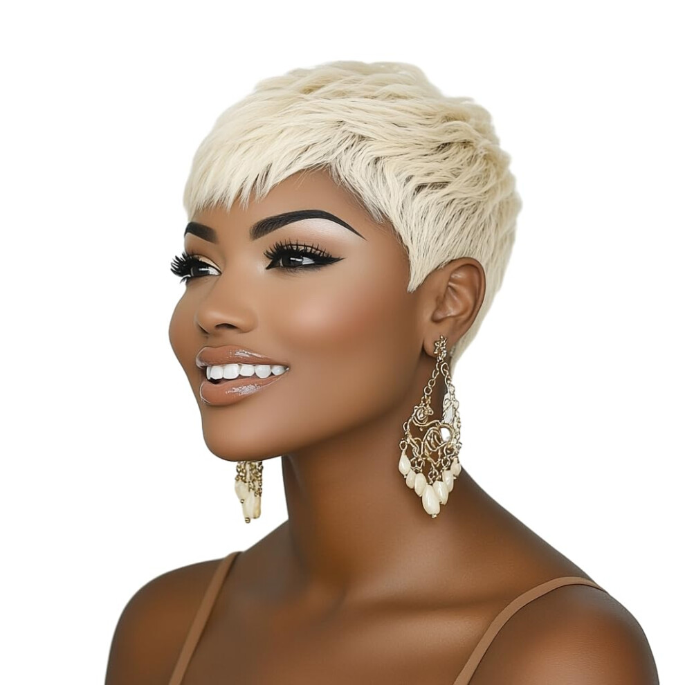 Docute Unisex Black,Grey Blonde Short Pixie Wigs For Black Women Blonde Short Wigs For Black Women Short Grey Wig Pixie Cut Wigs For Black Women Blonde Pixie