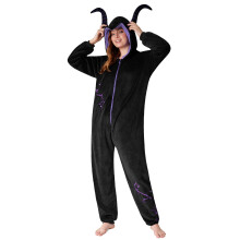 Pigiami Disney Stitch per Donna - Fluffy Minnie Eeyore Maleficent - Regalo Stitch (Nero Maleficent, XL)