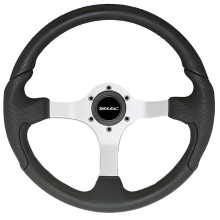 Volant Uflex Nisida 13,8"""" - Poign e en polyur thane noir avec rayons en aluminium noir