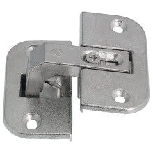 Hinge de Porta de Armário Esquinado Oculto Ajustável, Inseto Completo, Aço Níquel, Ângulo de Abertura 78