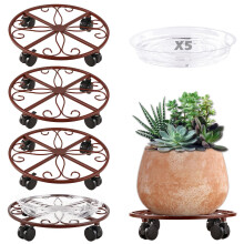 5 CADDY PLANT PLAQUE AVEC ROUES SUPPORT DE PLANTURE METAL DUTS HEPT DUT