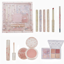 Kit per il trucco da donna, 8 pezzi, set di trucco, 4 rossetti colorati, ombretto, matita per sopracciglia, correttore, fard, palette, 8 pezzi, c