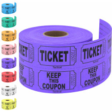 Tacticai 500 Raffle Tickets Purple 8 Color Selection Double Roll Ticket for Events Entry Class Reward Fundraiser Prize