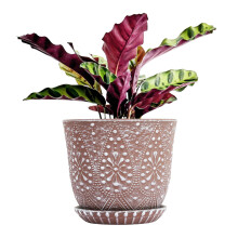 Gepege 10 Inch Plant Pot, Ceramic Planter with Drainage Holes and Saucers for Plants Indoor and Outdoor Flower Pot