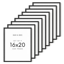 HAUS AND HUES 16x20 Black Oak Wood Frames Set of 916x20 Picture Frames for Wall  16x20 Black Picture Frame  Poster Frame 16