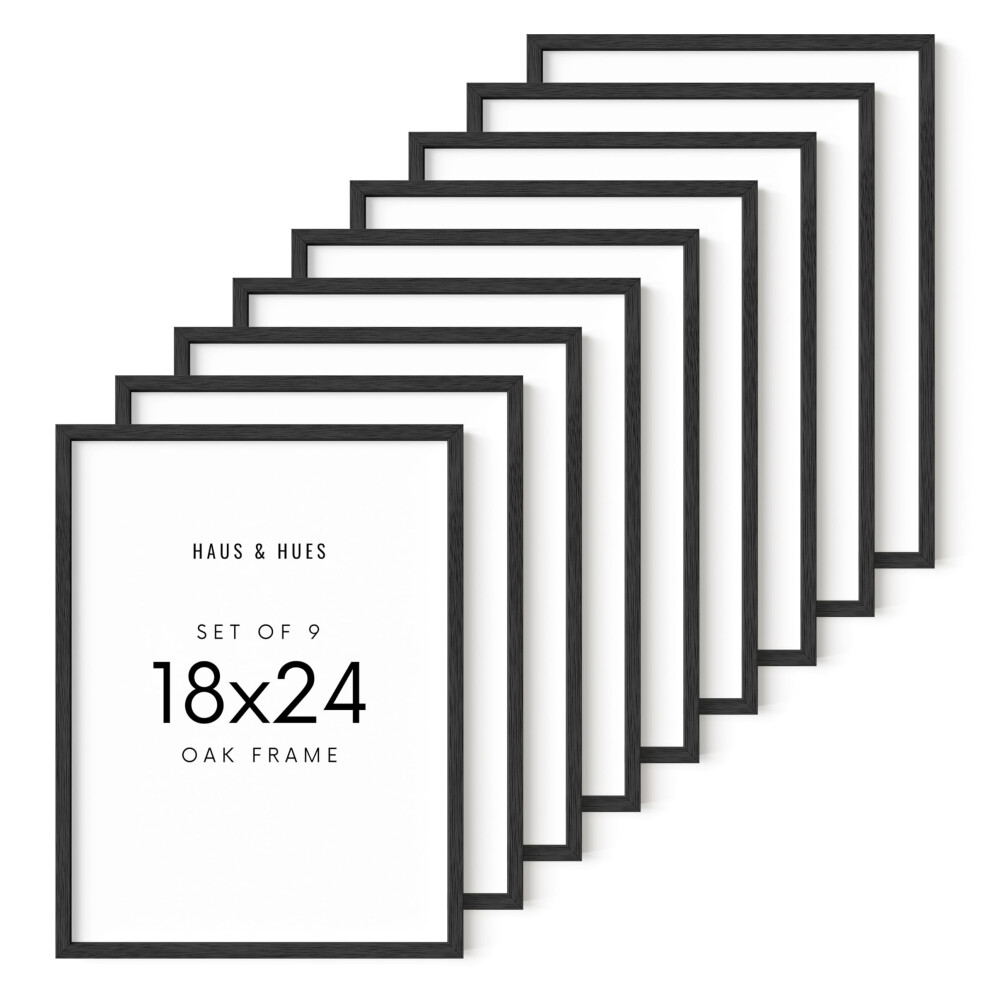 Ensemble de 9 cadres photo 18 x 24 HAUS AND HUES Cadre pour affiche 18 x 24 Cadre noir 18 x 24 Cadre en bois 18 x 24 Cadre pour affiche 18 x 24