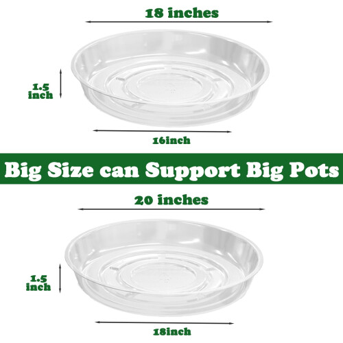 Pacote com 20 Pratos de Plástico Transparentes 18 polegadas para Vasos Plantas 2
