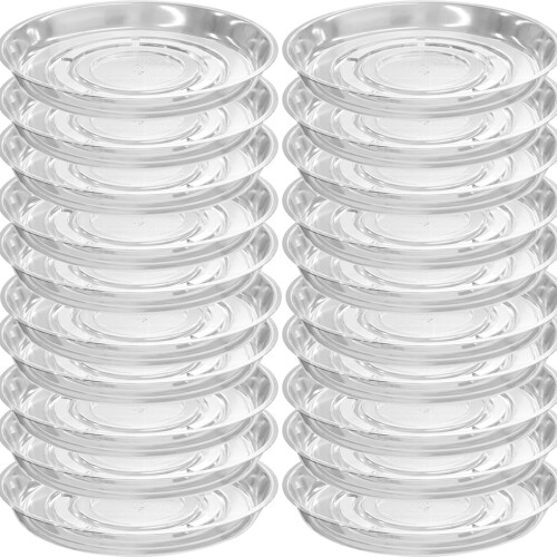 Pacote com 20 Pratos de Plástico Transparentes 18 polegadas para Vasos Plantas