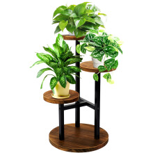 Geebobo Plante a 3 niveaux Stand en bois en metal interieur stands pour plantes d'interieur plusieurs plantes a fleurs a plusieurs niveaux etager