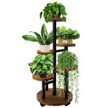 Geebobo 5 niveluri de plante cu 4 ro?i din lemn din lemn din lemn planta nalta pentru plante interioare multiple col?uri cu flori cu niveluri de