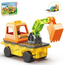 Picassotiles Magnet Fliser Byggesten 2-i-1 gravemaskine & rendegraver Kompatibel konstruktionsspil med bilbase Magnetisk karakter Action Figur ST