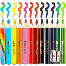 TinyGeeks Jumbo-Bleistifte NEU 202412 dreieckige kurze Buntstifte fr Kinder und Regenbogenstift + Spitzer perfekt fr Vorschulkinder und Anfng