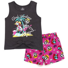Disney Nightmare Before Christmas Jack Skellington Sally Tank Top dla małych dziewczynek i szorty frotte Zestaw strojów Szary 2T