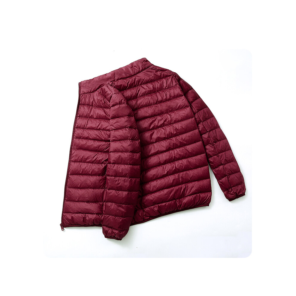 (Rouge foncé, L) Doudoune en duvet de canard pour homme, veste à capuche ultra légère, vêtement d'extérieur portable, manteau