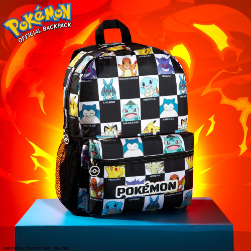 Pokémon Σακίδιο Pokemon για Παιδιά με Θήκη Νερού για Σχολείο, Αθλήματα - Δώρα Anime (Μαύρο/Άσπρο) 1
