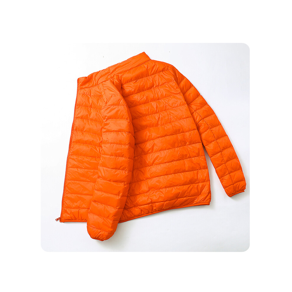 (Orange, M) Doudoune en duvet de canard ultra légère à capuche pour homme - Manteau coupe-vent imperméable et portable