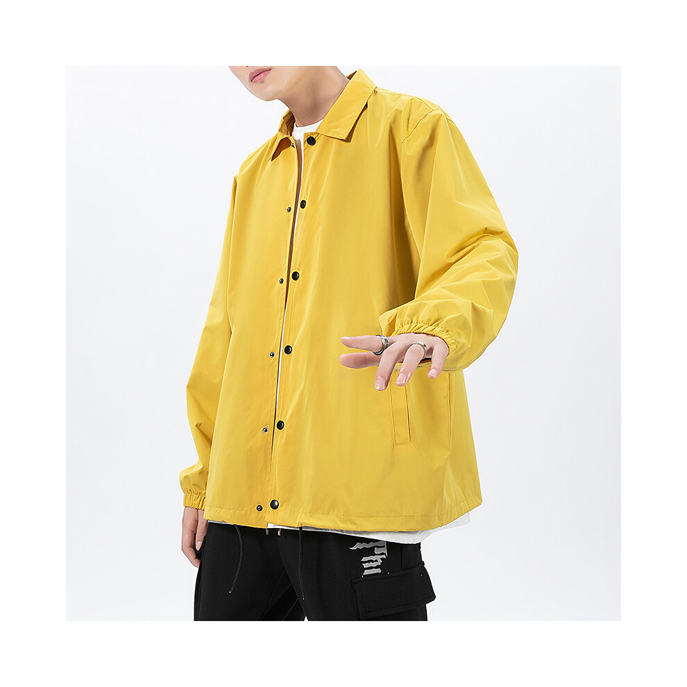 (Jaune, XL) Logo personnalisé Hip Hop Streetwear plaine noir vestes d'entraîneur Vintage imperméable léger coupe-vent veste