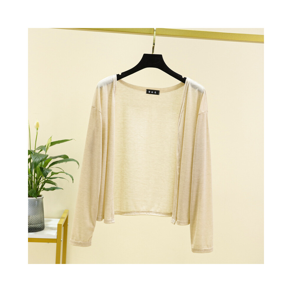 (nu, XL-65-75kg) Cardigan fin pour femme, chemise Ã manches longues, vêtements de protection solaire, grande taille, ample,