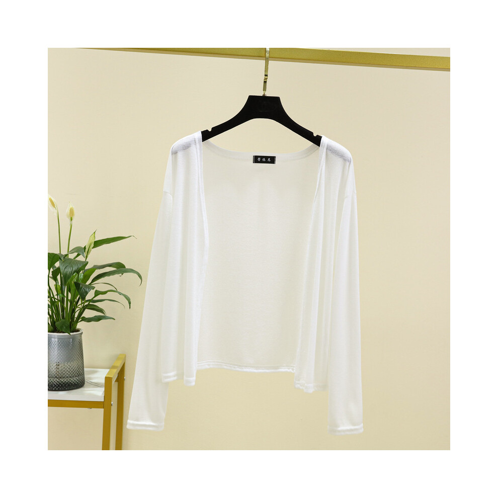 (Blanc, M-45-55kg) Cardigan fin pour femme, chemise Ã manches longues, vêtements de protection solaire, grande taille, ample,