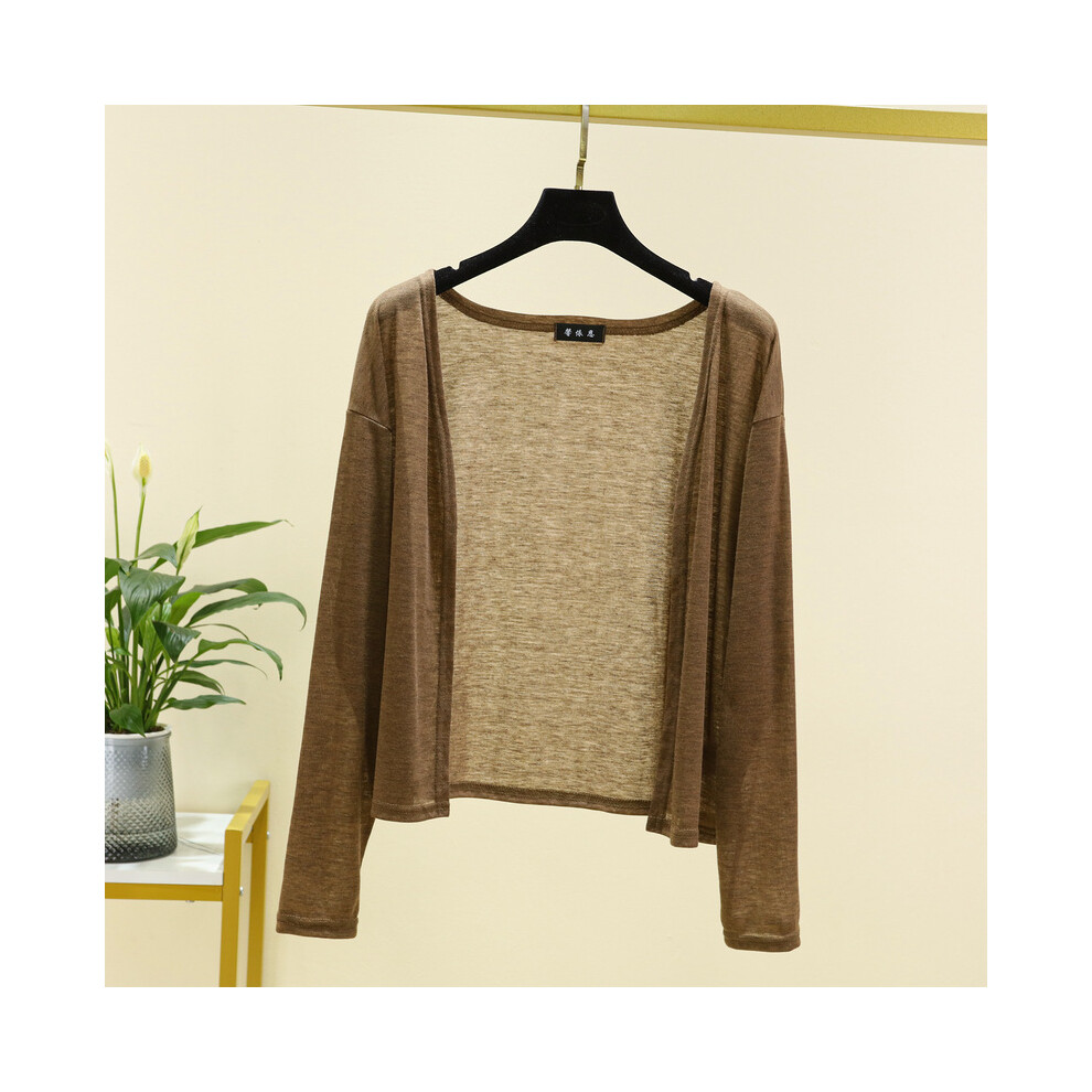 (Kaki, M-45-55kg) Cardigan fin pour femme, chemise Ã manches longues, vêtements de protection solaire, grande taille, ample,