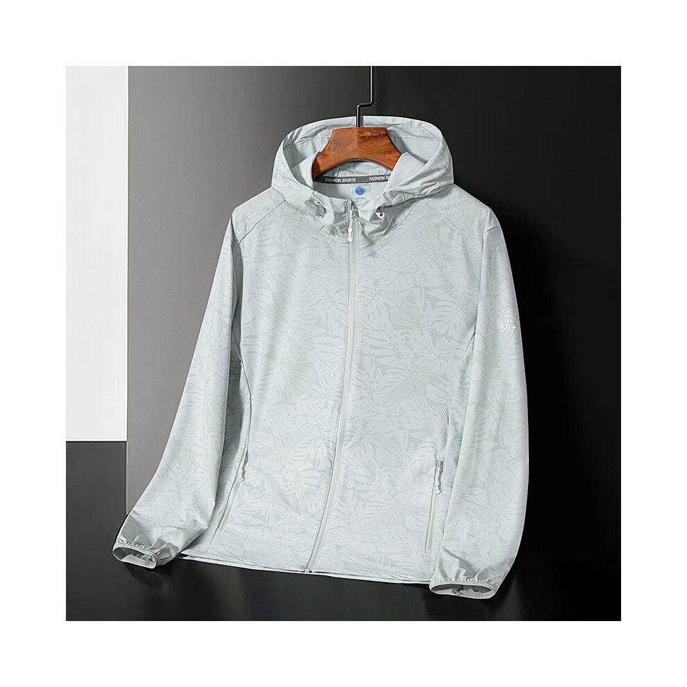 (Hommes blanc gris, 4XL) Cardigan minimaliste décontracté à capuche avec fermeture éclair nouvel été couple peau mode couleur