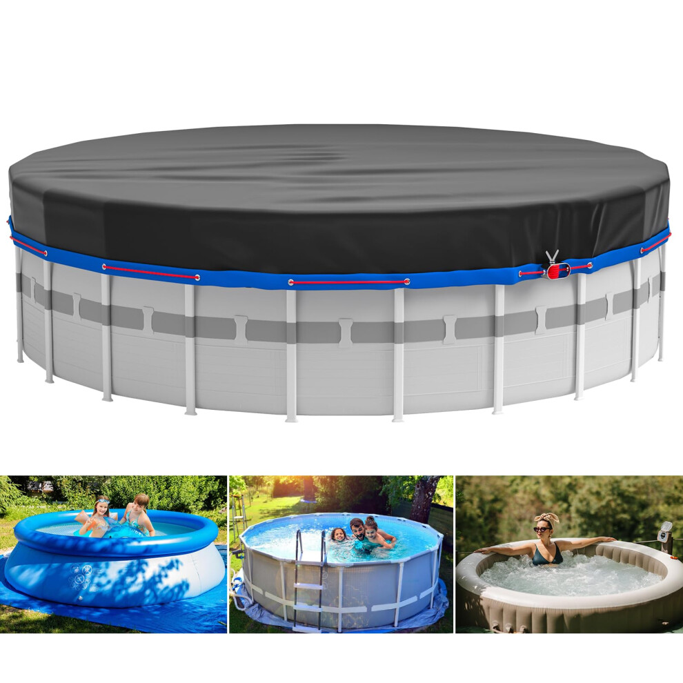 MIXC 12 Ft Round Pool Cover Solar Covers for Above Ground Pools Summer Pool Cover Protector with Pool Cover Accessories Round Hot Tub Cover Ideal for
